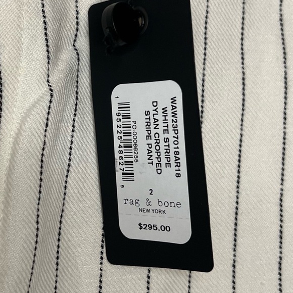 Rag and Bone - White Stripe Dylan Cropped Linen Pants - Size 2 - Picture 5 of 10